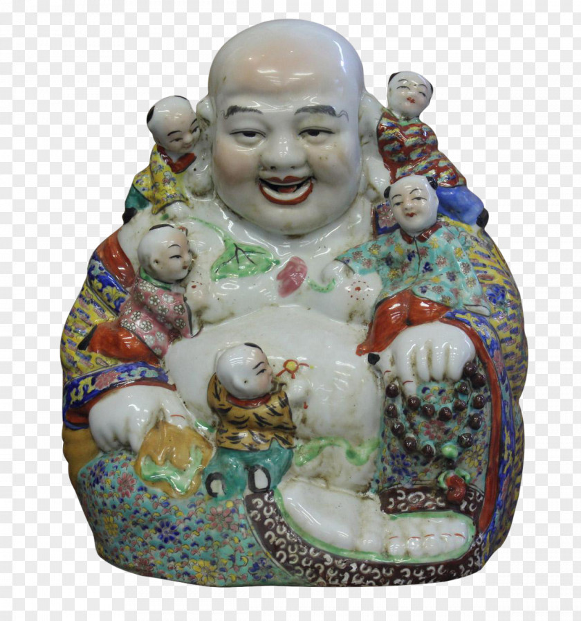 Chinese Porcelain Canton Statue Figurine Child PNG