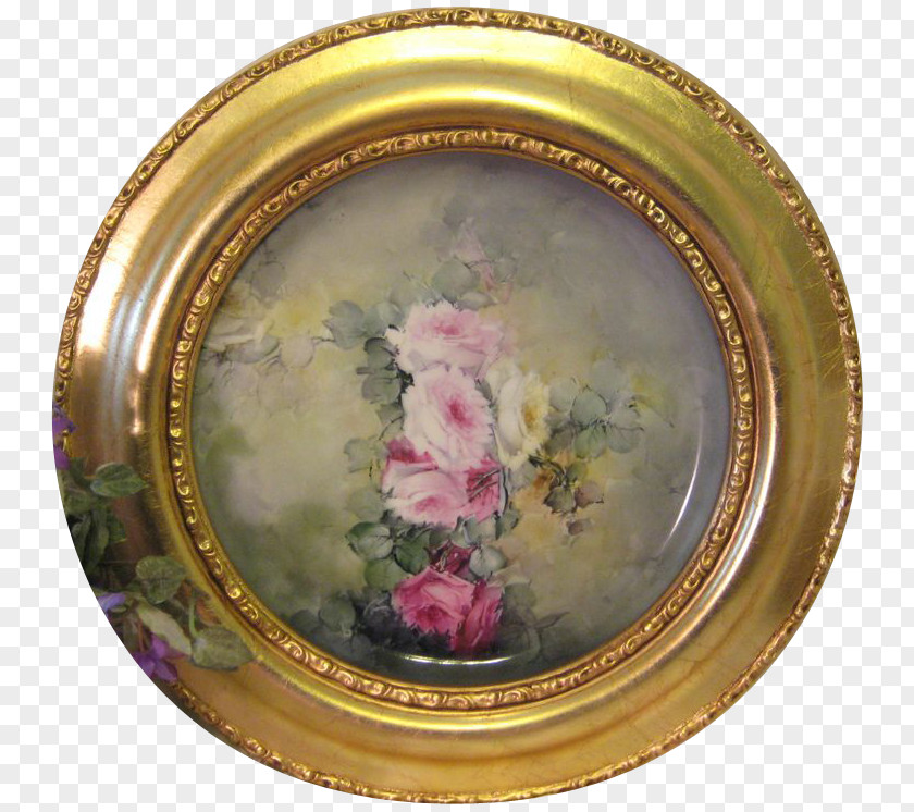 Hand-painted Floral Material Plate Limoges Porcelain Picture Frames Charger PNG