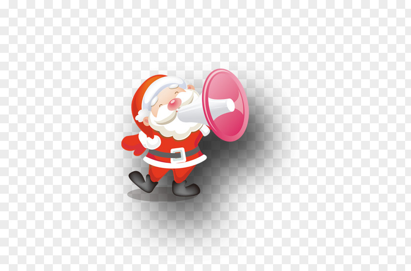 Santa Claus Holding A Horn Christmas Loudspeaker PNG