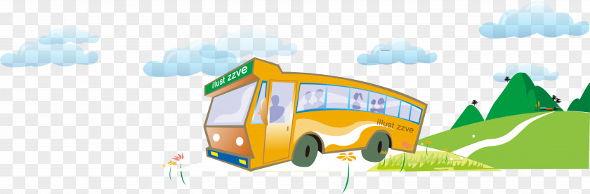 Vector School Bus Car Public Transport PNG