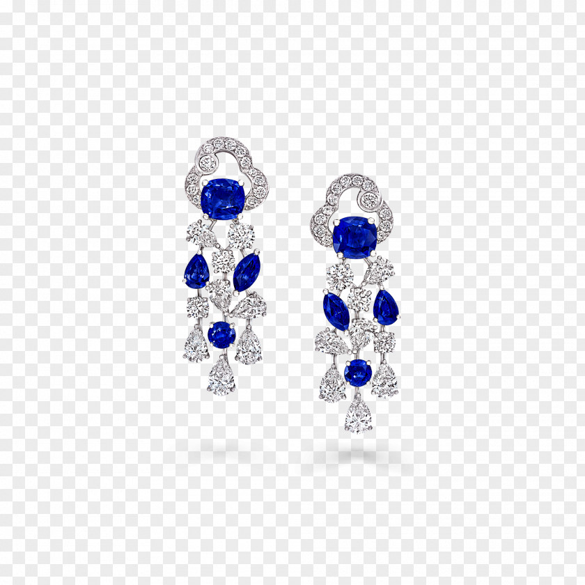 Exquisite And Delicate Earring Jewellery Sapphire Gemstone Graff Diamonds PNG