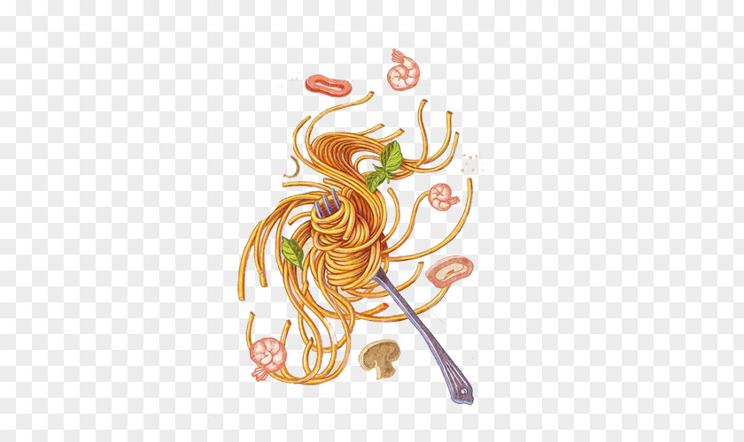 Fork Noodles Hand Painting Material Picture Pasta European Cuisine Noodle Food PNG