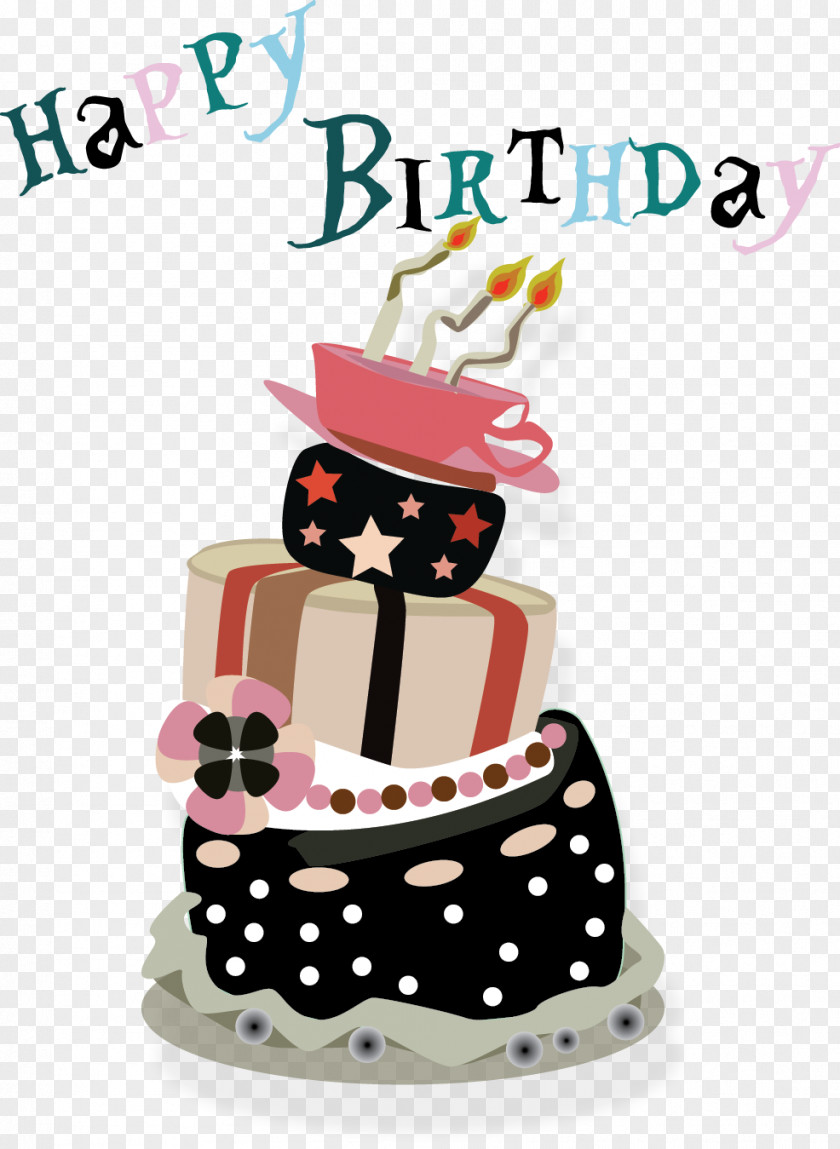 Vector Birthday Cake Greeting Card Clip Art PNG