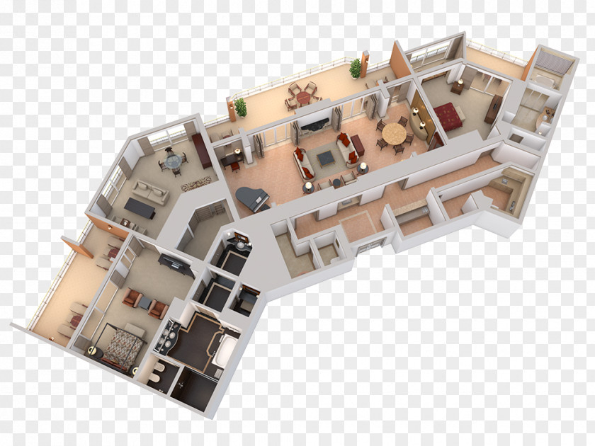 Building Grand Wailea Resort 3D Floor Plan Suite PNG