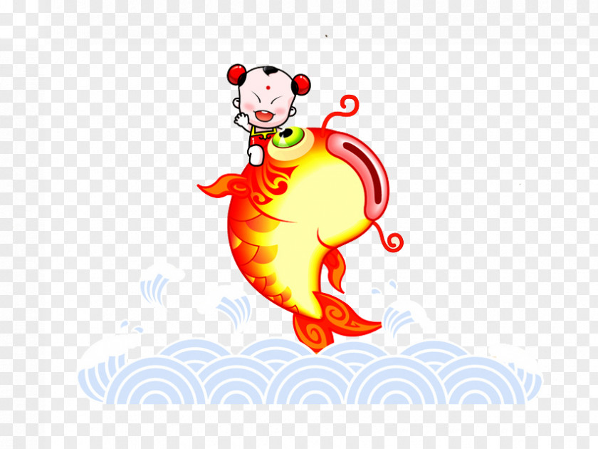 Chinese Style Fish Big Splash Sudhana Computer Wallpaper PNG