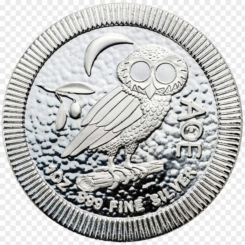 Metal Coin Silver Bullion Owl PNG