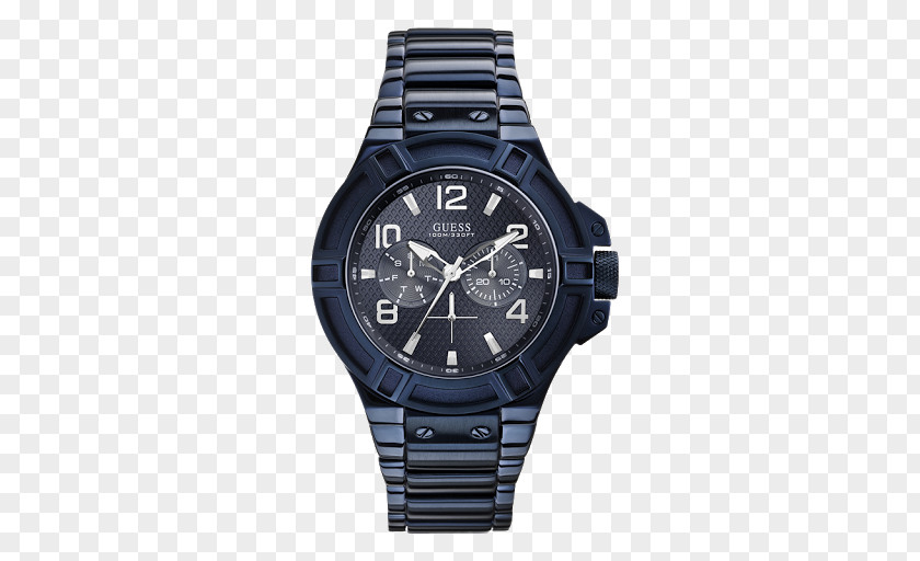 Watch Guess Strap Blue Chronograph PNG