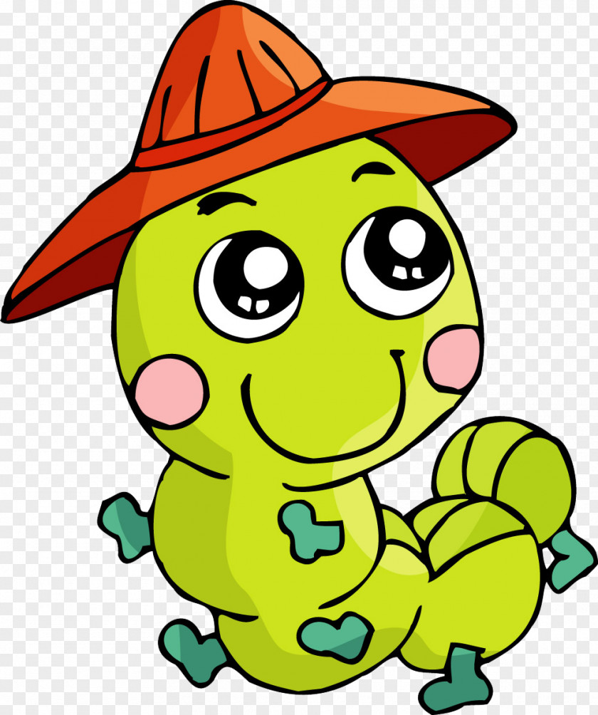 Brown Hat Of Small Green Insects Cartoon Caterpillar Cuteness PNG