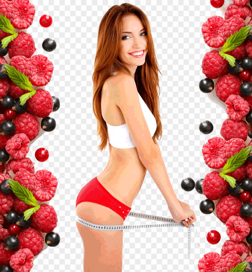 Weight Loss Woman Strawberry Diet Food PNG