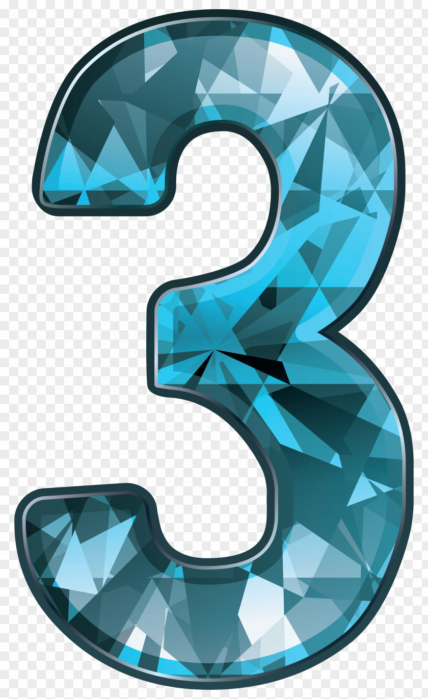 Blue Crystal Number Three Clipart Image Clip Art PNG