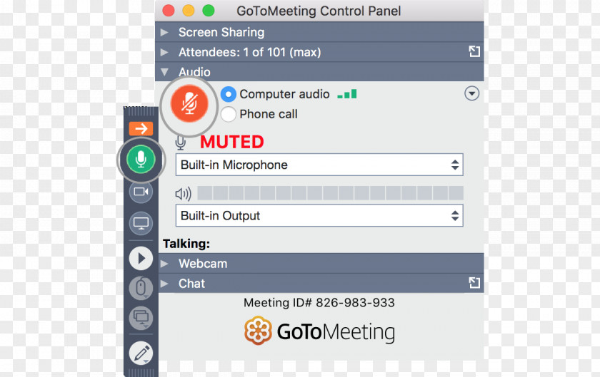 Menu GoToMeeting Desktop Sharing Bar PNG