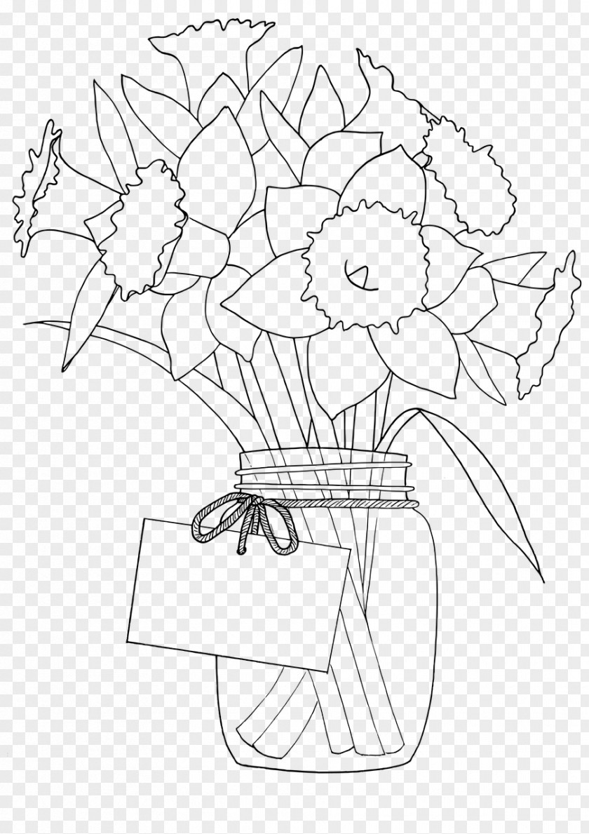 Blackandwhite Flower Line Art White Coloring Book Cut Flowers Plant PNG