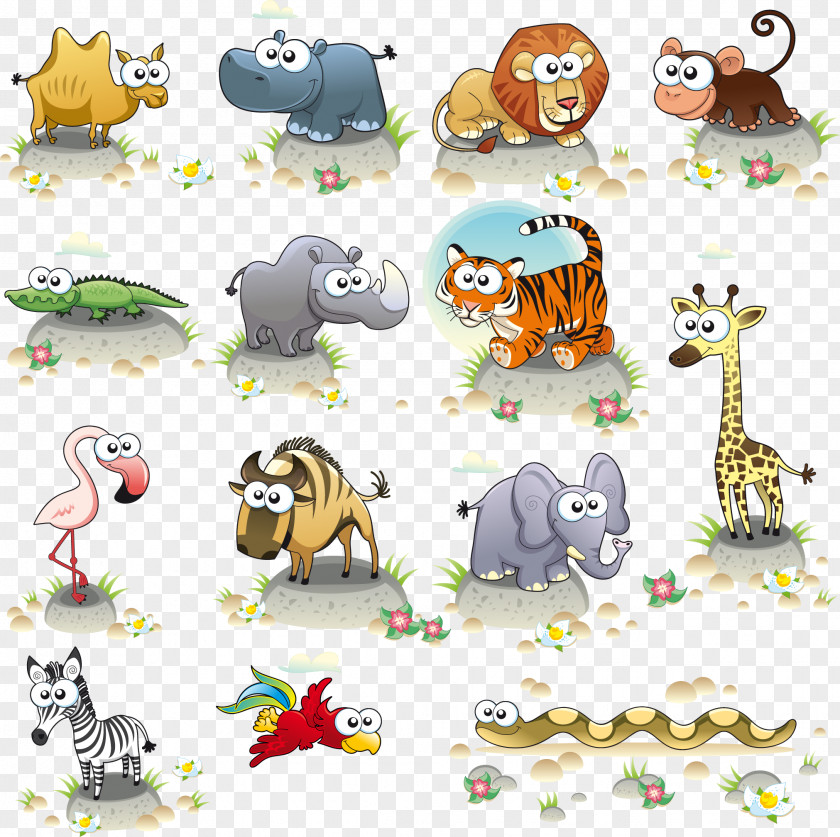 Vector Hand-painted Cartoon Animals PNG