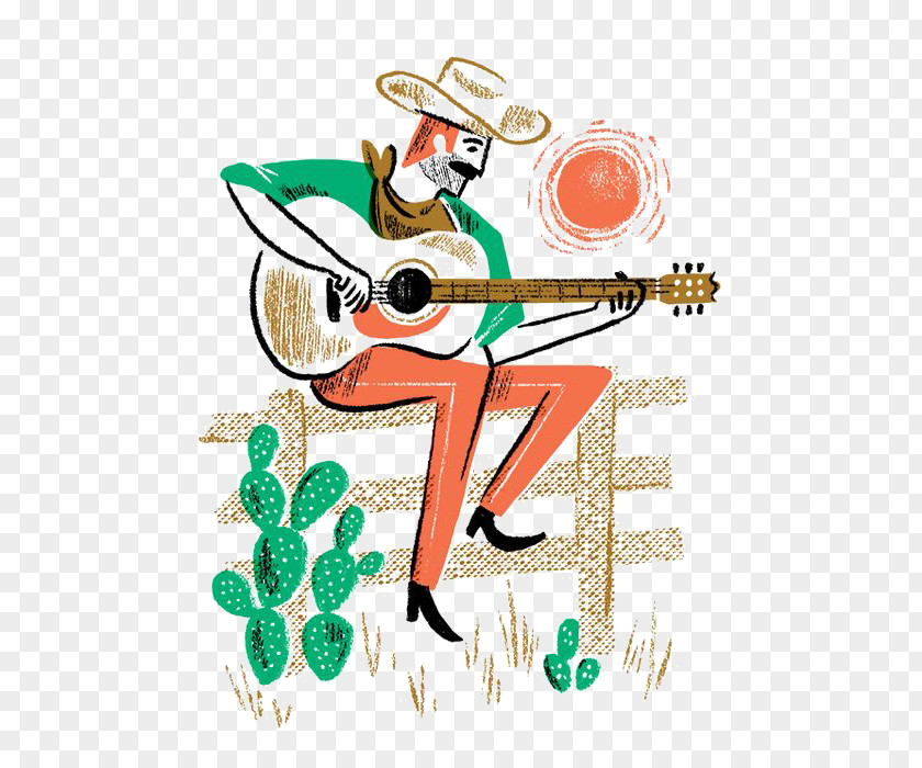 Guitar Man Cowboy PNG
