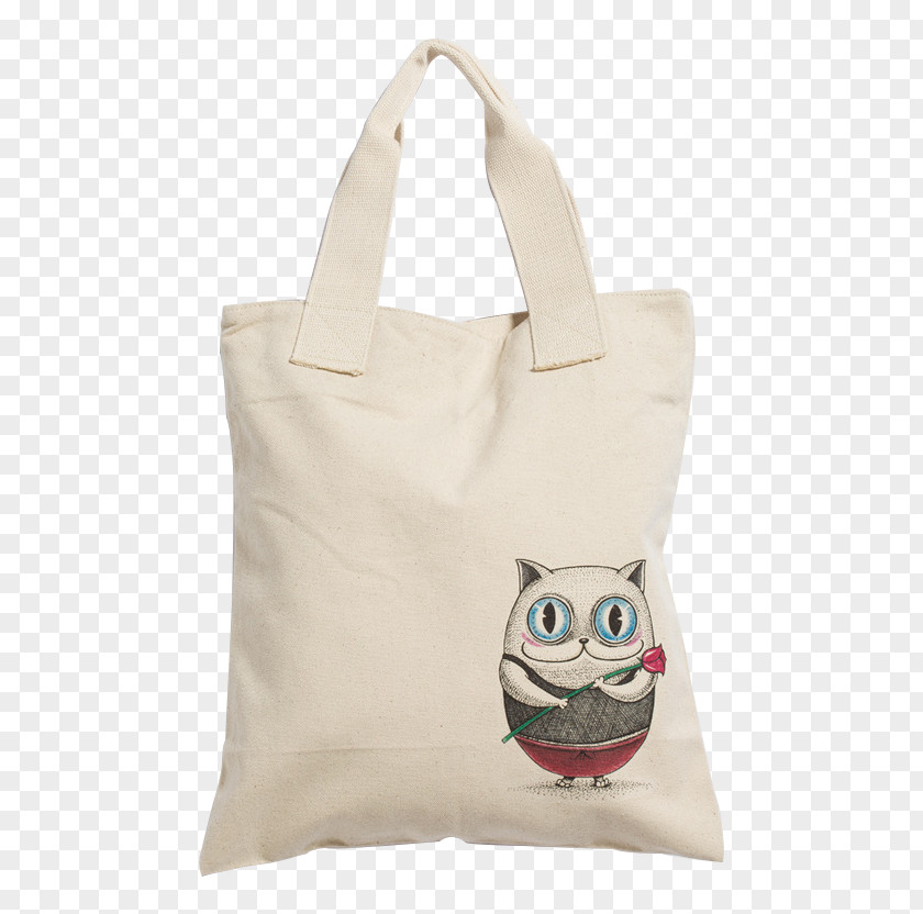 Holding Roses Cat Canvas Bag Tote Shopping PNG