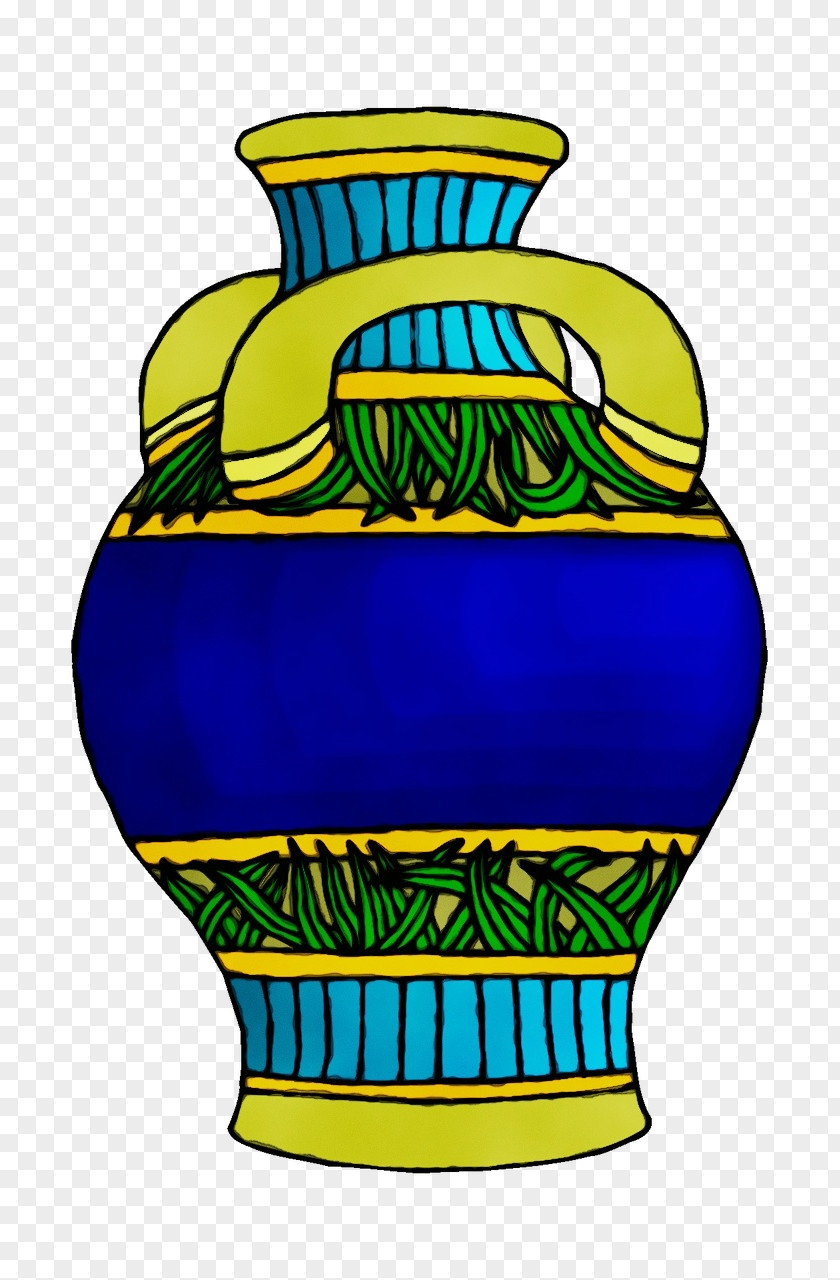 Urn Artifact Green Yellow Vase PNG
