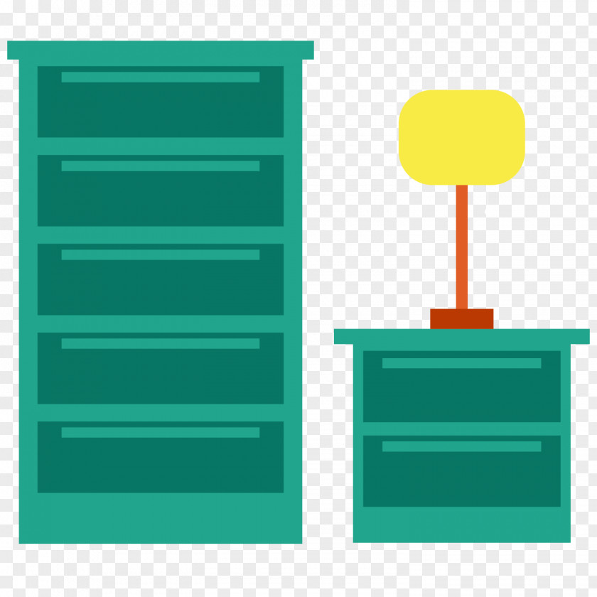 Vector Flat Green Cabinet Table Lamp Design PNG