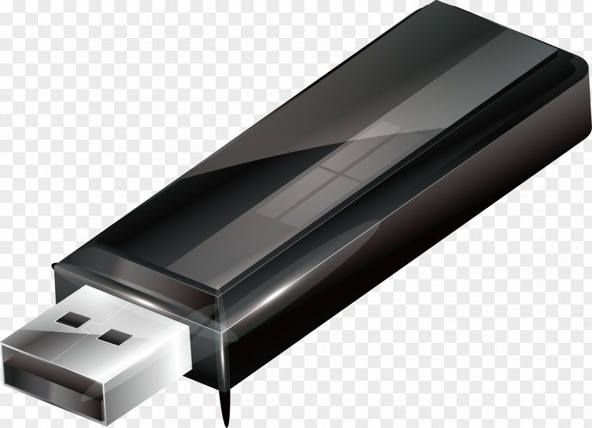 Black Mobile USB Flash Drive Computer Hardware Angle PNG