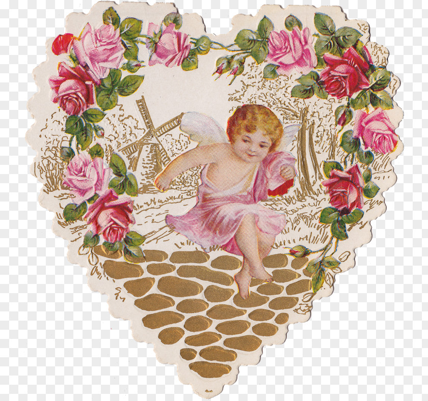 Rose Garden Roses Heart Ephemera Paper PNG