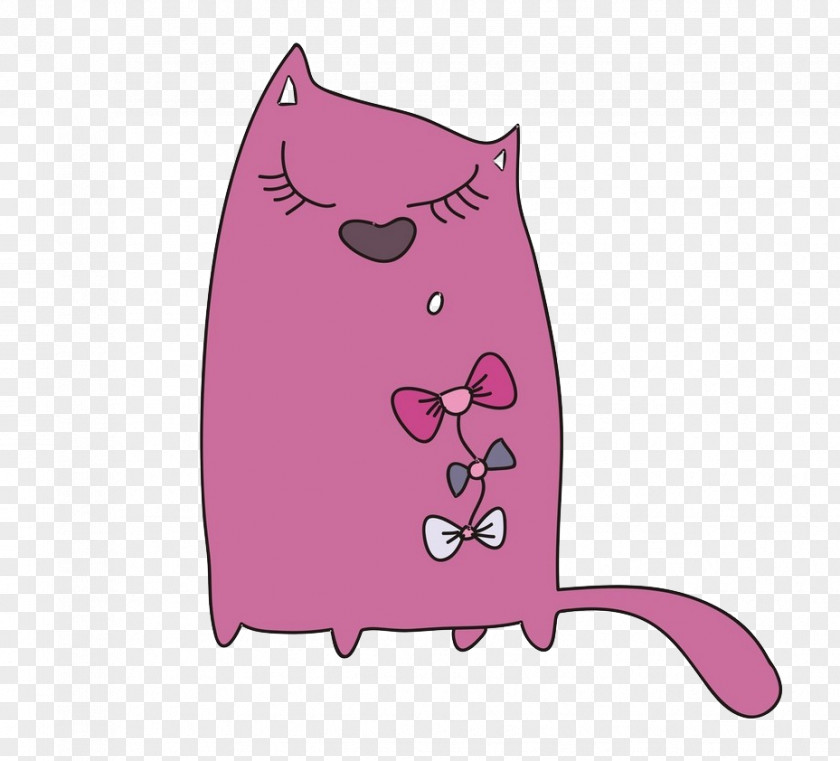 Cartoon Pink Dolls Whiskers Kitten Cat Illustration PNG