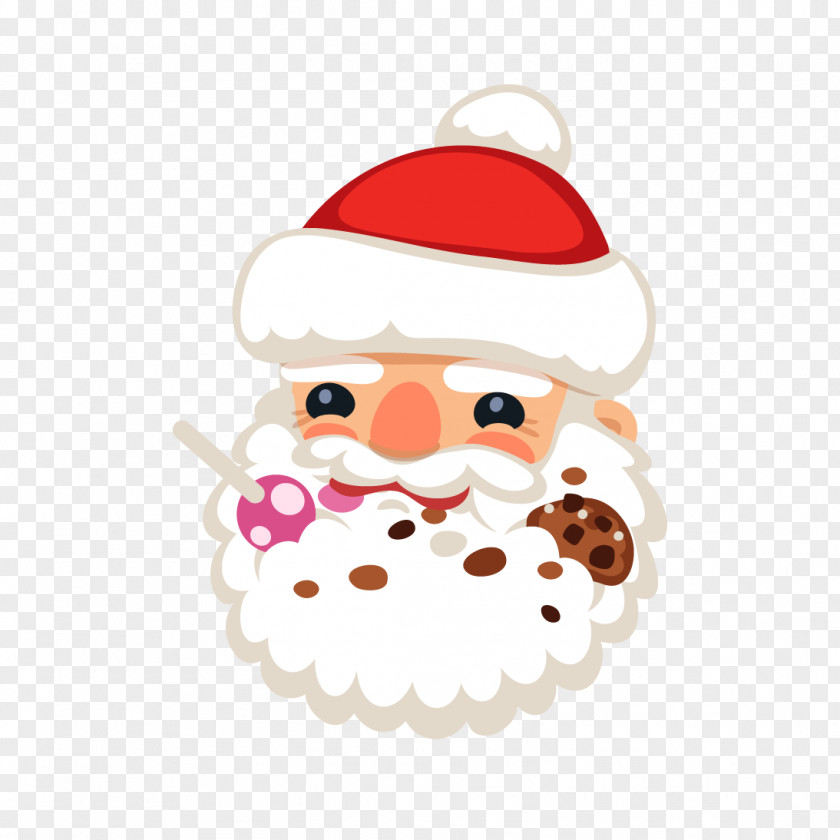 Cute Cartoon Santa Claus Head Vector Christmas PNG