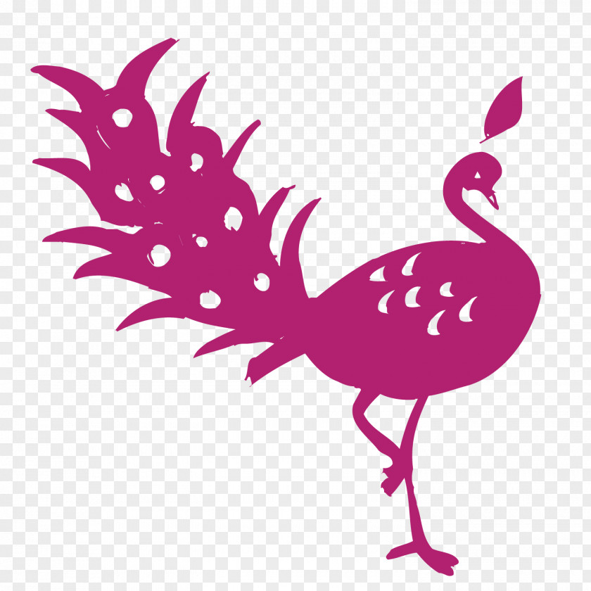 Pink Peacock Rooster Cartoon Clip Art PNG