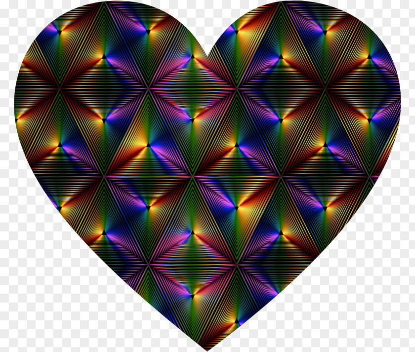 Prismatic Love Heart Color Triangle Fractal Art PNG