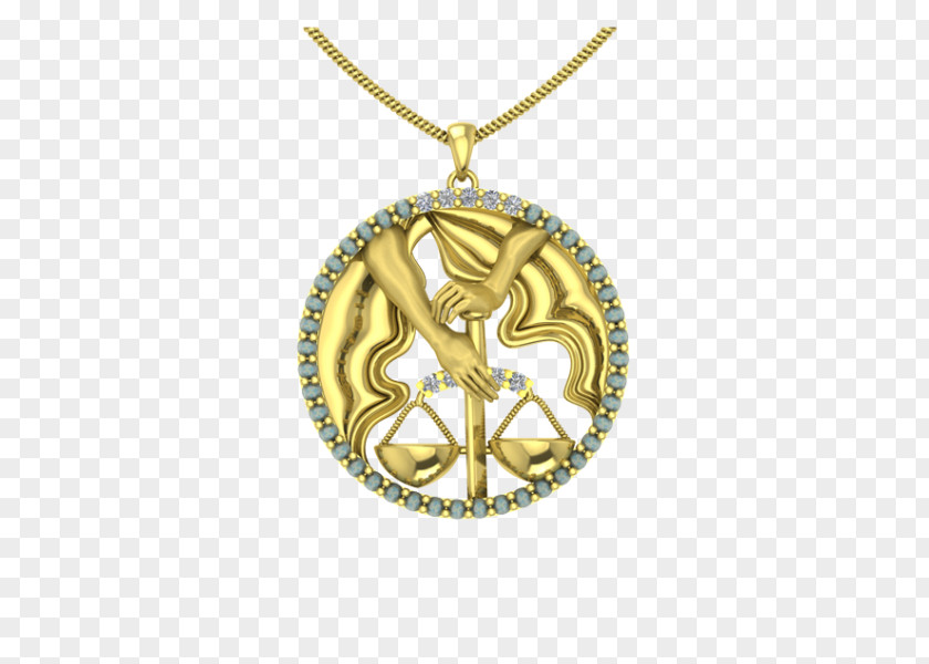 Libra Zodiac Astrological Sign Locket Gold PNG