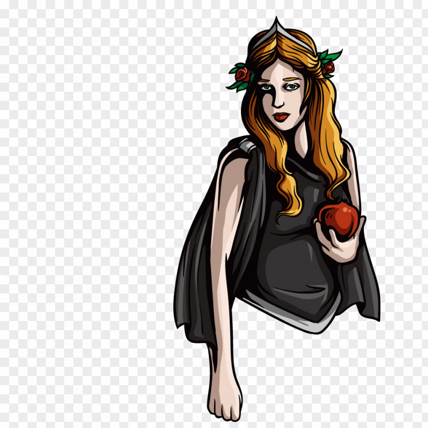Retro Apples Woman Hades Sticker Greek Mythology Poseidon Illustration PNG