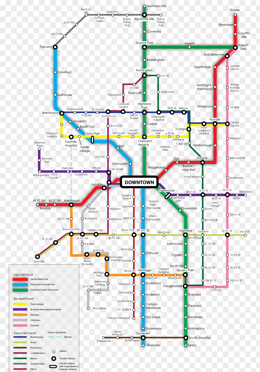 Rigid Bus Calgary Transit Light Rail McKnight-Westwinds Tube Map PNG