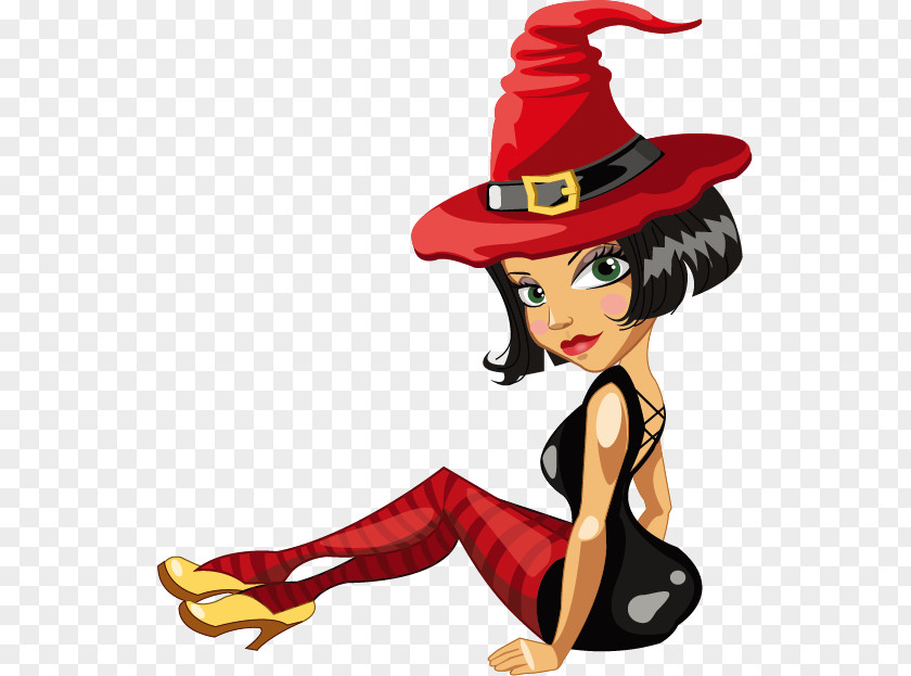 Pretty Witch Halloween Clip Art PNG