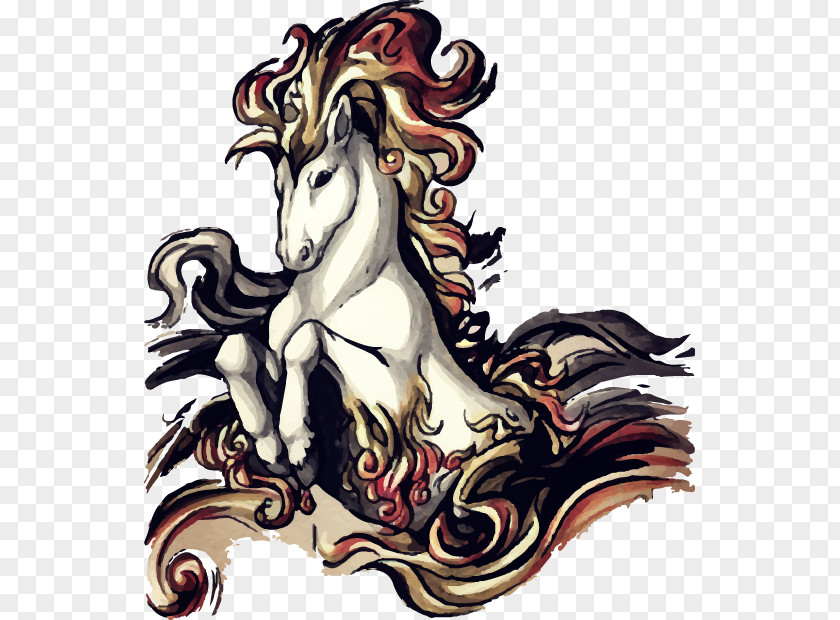 Hand-painted Unicorn Horse Painting PNG