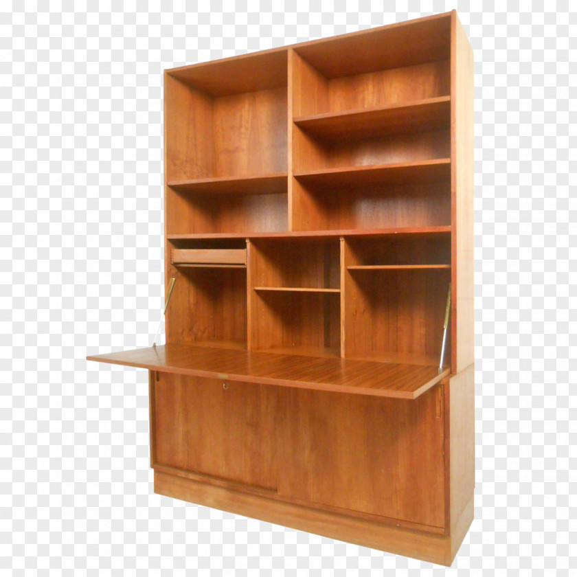 House Bookcase Secretary Desk Mid-century Modern Danish Shelf PNG
