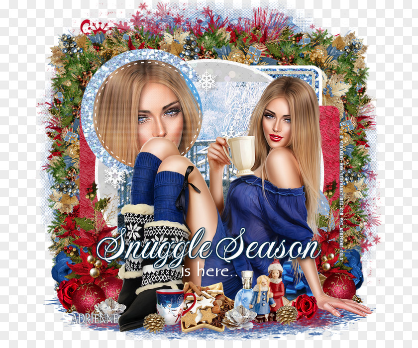 Winter Party Christmas Ornament Photomontage Doll PNG