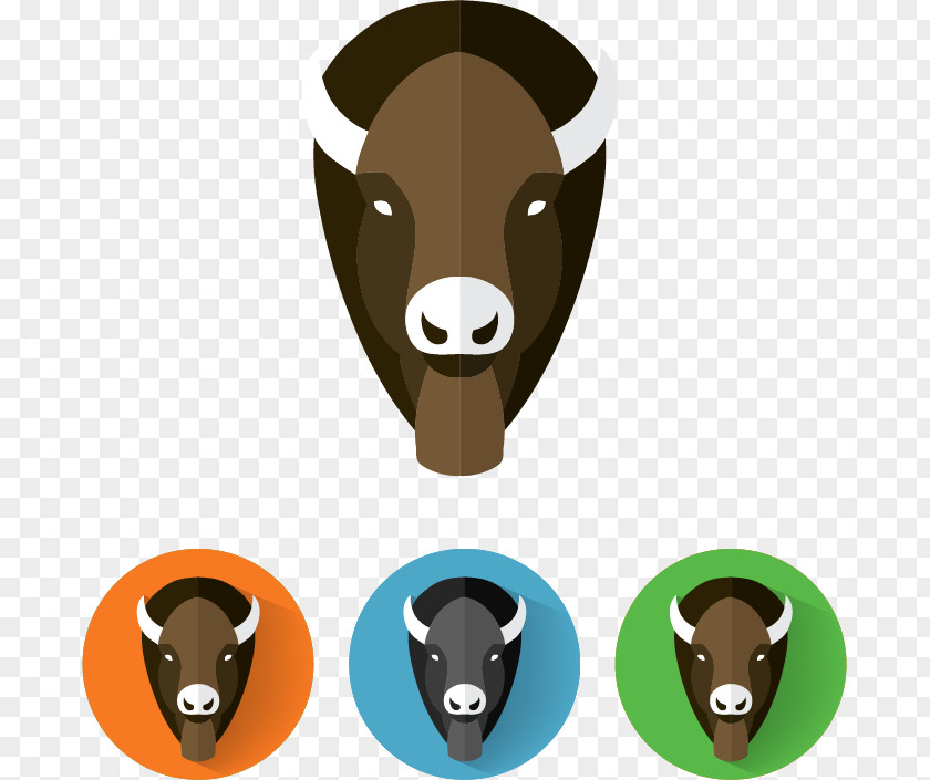 Bison Head Cattle Water Buffalo American Euclidean Vector PNG