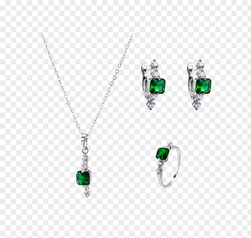 Emerald Earring Necklace Jewellery PNG