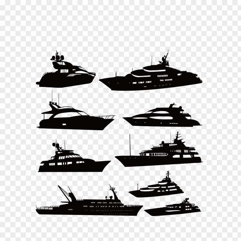 Vector Ship Profile Luxury Yacht Silhouette Boat PNG