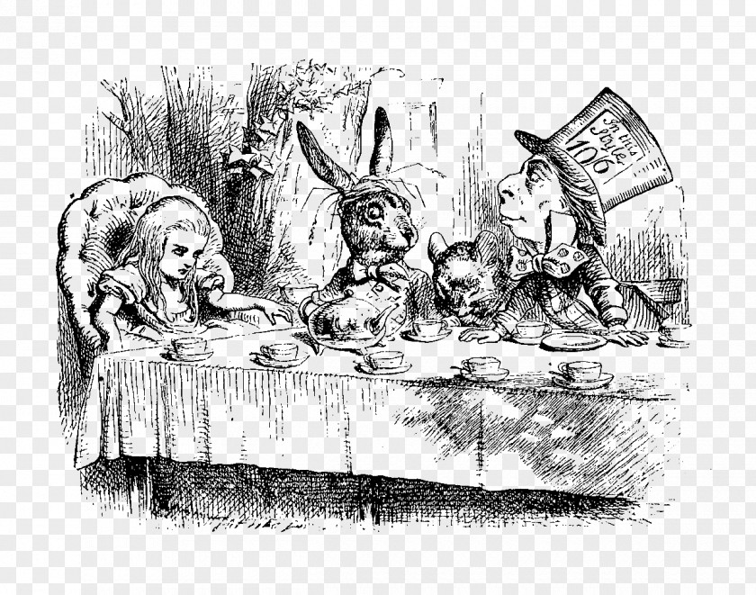 Alice In Wonderland Alice's Adventures The Mad Hatter March Hare White Rabbit Tea PNG