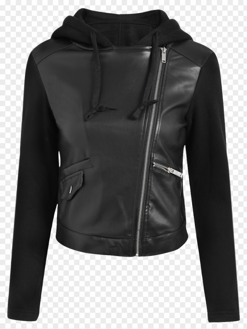 Leather Hoodie Jacket Coat Clothing Sleeve PNG