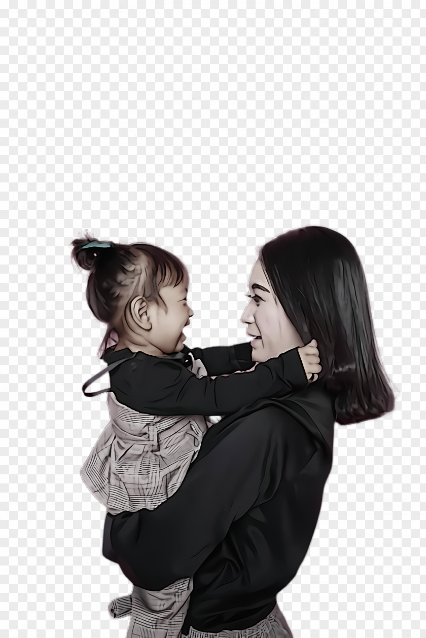 Mother Toddler Hug Interaction Child Shoulder Black-and-white PNG