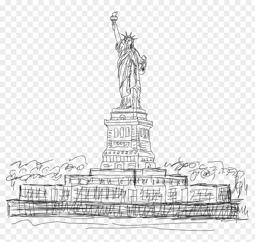 Hand Painted Free Goddess Statue Of Liberty Freedom Drawing Clip Art PNG