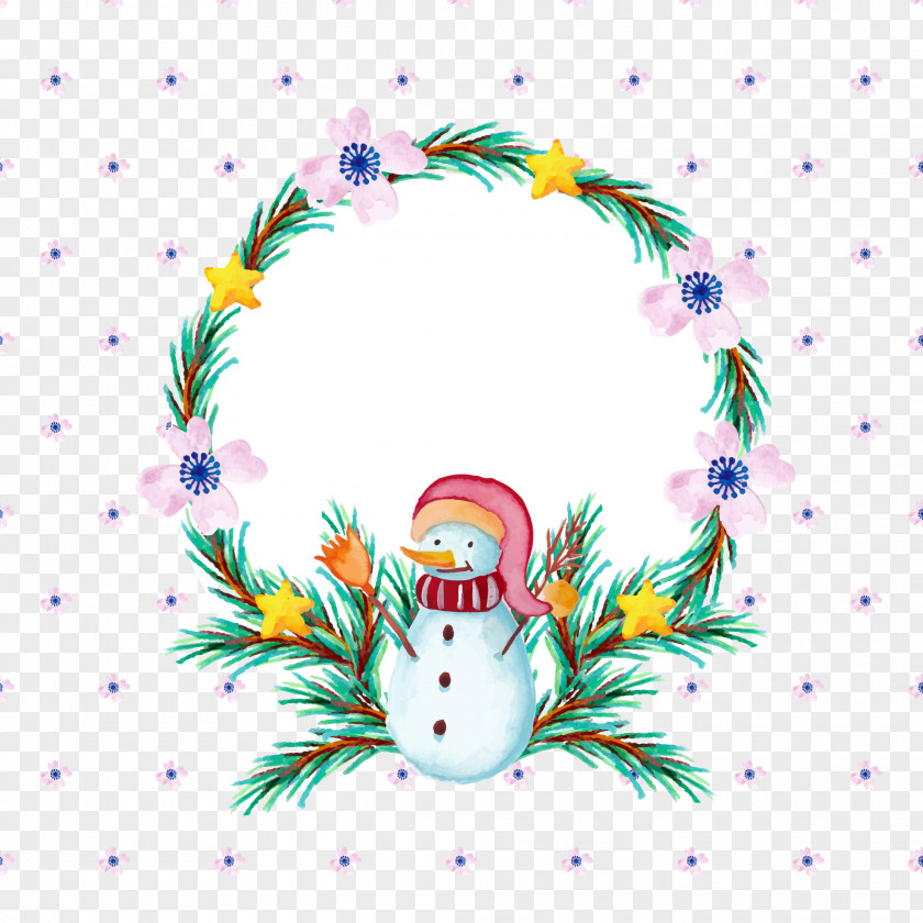 Watercolor Wreath Christmas Card Euclidean Vector New Year Clip Art PNG