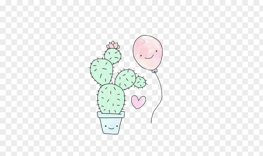 Cute Balloon Cactus Watercolor Painting Cactaceae Illustration PNG