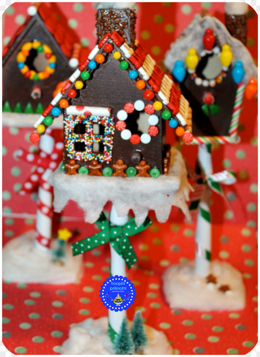 Gingerbread Christmas Star House Candy Cane Ornament PNG