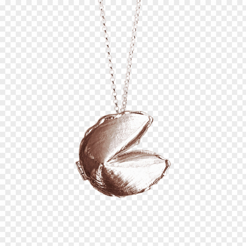Fortune Cookie Locket Gold Necklace Cafe PNG