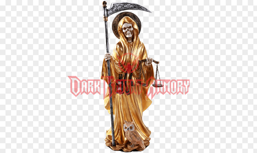 Golden Statue Santa Muerte Death Figurine Religion PNG