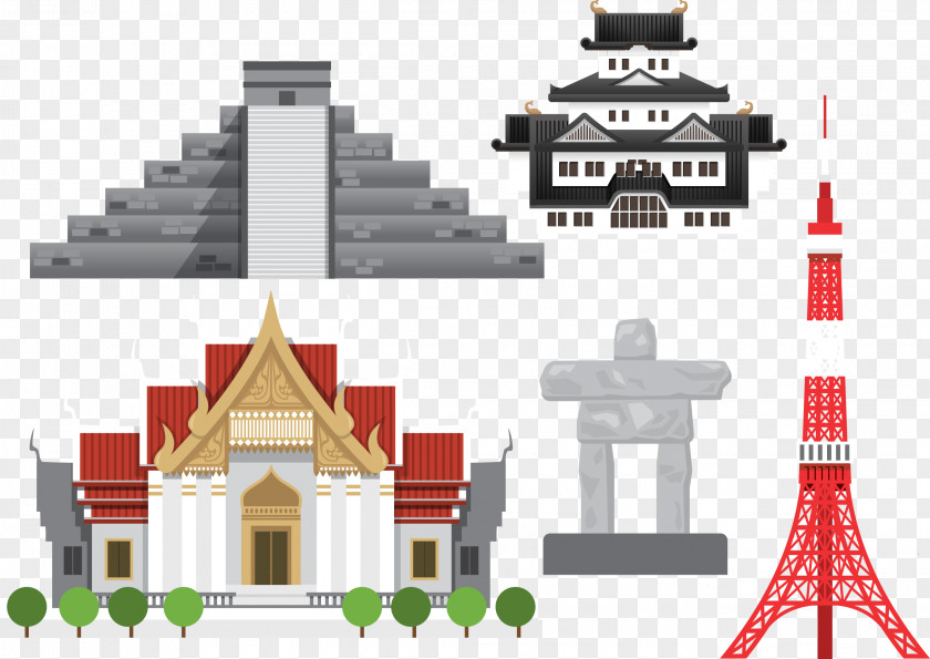 Vector Building Material Thailand, Japan And Mexico Thailand Thai Cuisine Art Illustration PNG