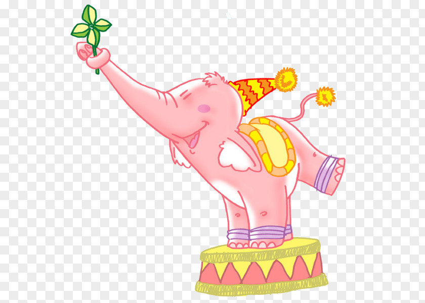 Watercolor Elephant Circus Cartoon Clip Art PNG