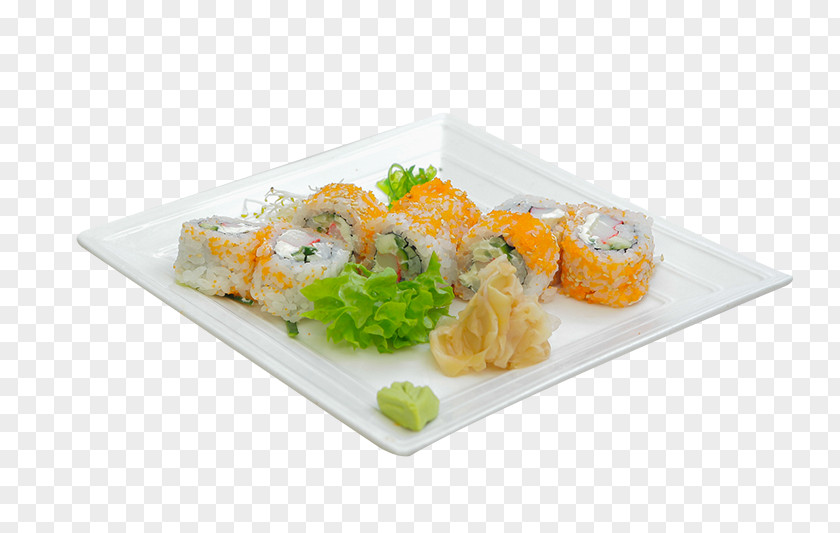 Plate California Roll Sashimi Vegetarian Cuisine Platter PNG