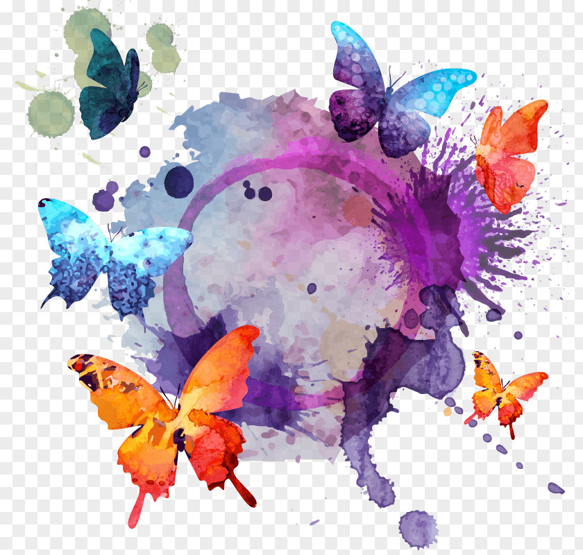 Painted Butterfly Dream Watercolor Painting Drawing PNG